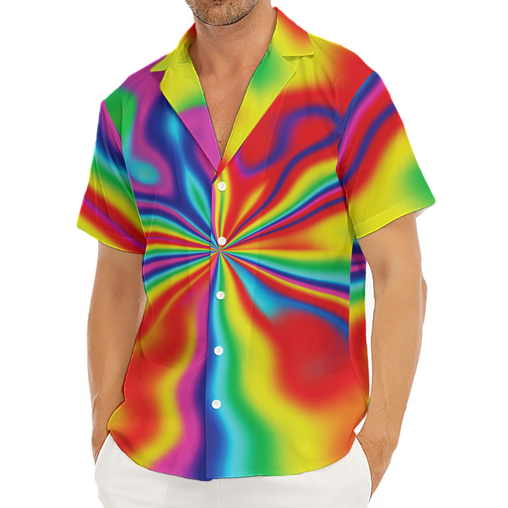 Rainbow Psychedelic Print Men's Deep V-Neck Shirt