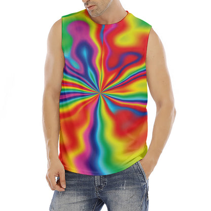 Rainbow Psychedelic Print Men's Fitness Tank Top