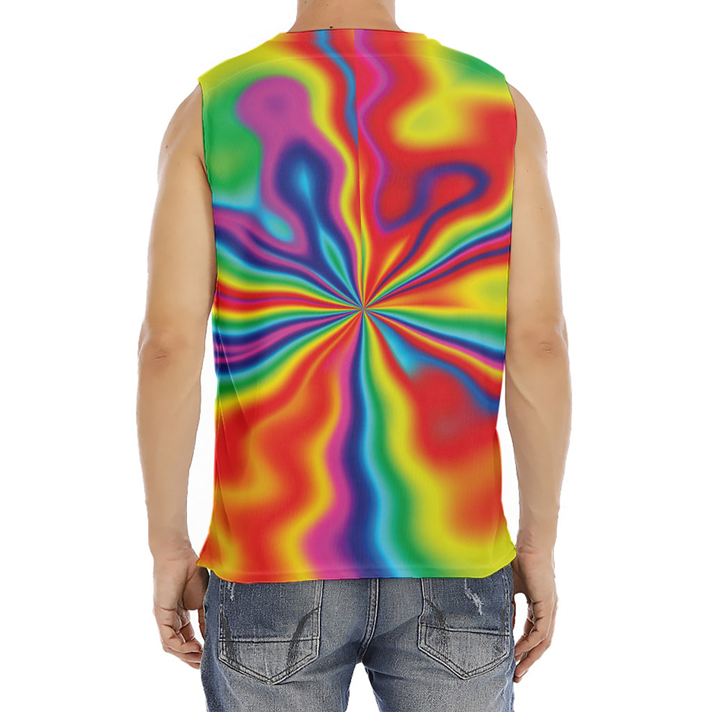 Rainbow Psychedelic Print Men's Fitness Tank Top