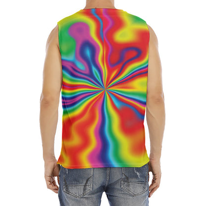 Rainbow Psychedelic Print Men's Fitness Tank Top