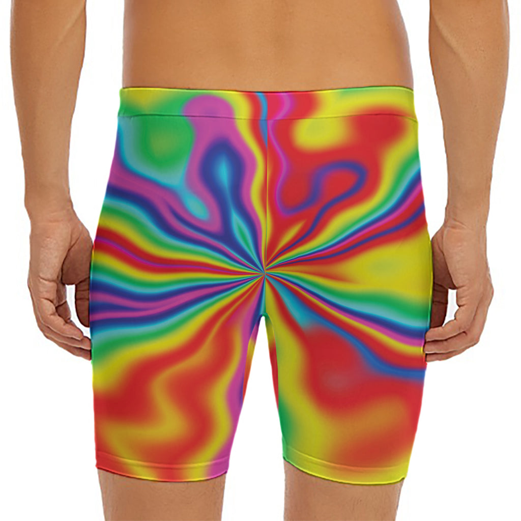 Rainbow Psychedelic Print Men's Long Boxer Briefs