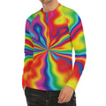 Rainbow Psychedelic Print Men's Long Sleeve Rash Guard