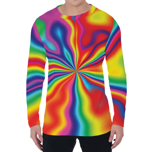 Rainbow Psychedelic Print Men's Long Sleeve T-Shirt