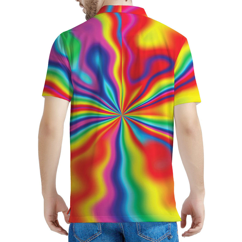 Rainbow Psychedelic Print Men's Polo Shirt