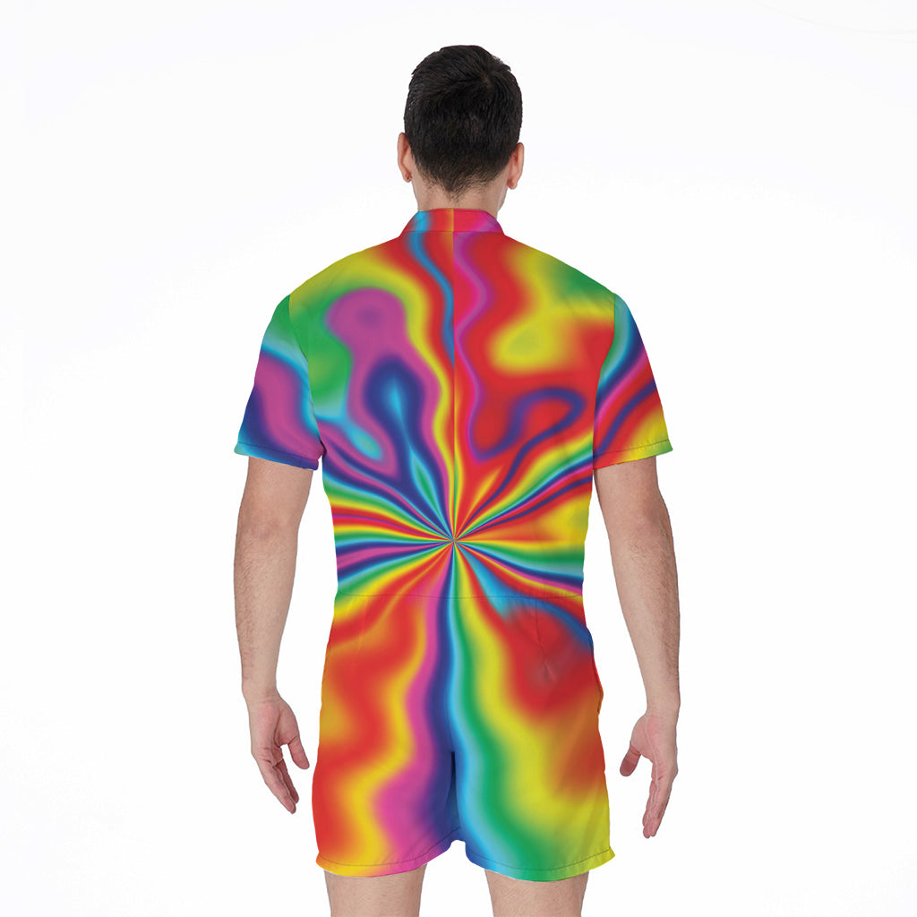 Rainbow Psychedelic Print Men's Rompers