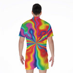 Rainbow Psychedelic Print Men's Rompers