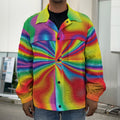 Rainbow Psychedelic Print Men's Shirt Jacket