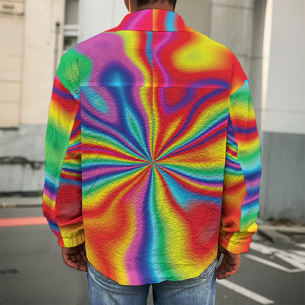 Rainbow Psychedelic Print Men's Shirt Jacket