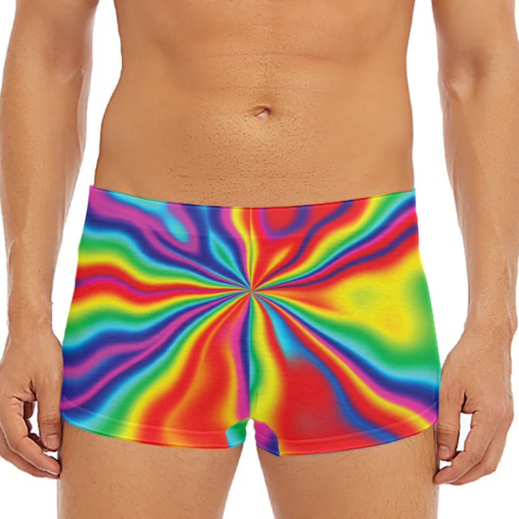 Rainbow Psychedelic Print Men's Short Boxer Briefs