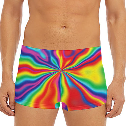 Rainbow Psychedelic Print Men's Short Boxer Briefs