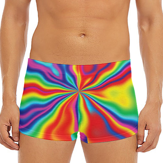 Rainbow Psychedelic Print Men's Short Boxer Briefs