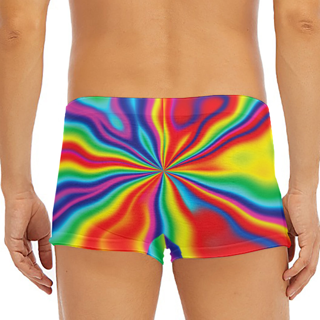 Rainbow Psychedelic Print Men's Short Boxer Briefs