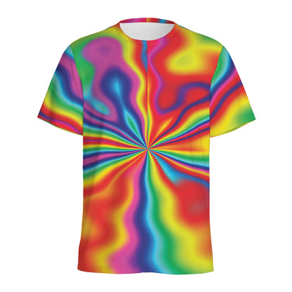 Rainbow Psychedelic Print Men's Sports T-Shirt
