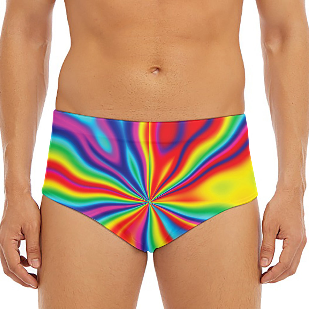 Rainbow Psychedelic Print Men's Triangle Swim Briefs