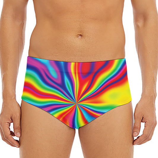 Rainbow Psychedelic Print Men's Triangle Swim Briefs