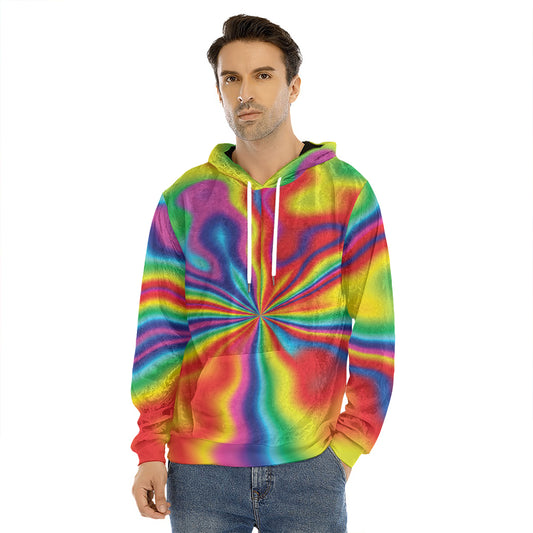Rainbow Psychedelic Print Men's Velvet Pullover Hoodie