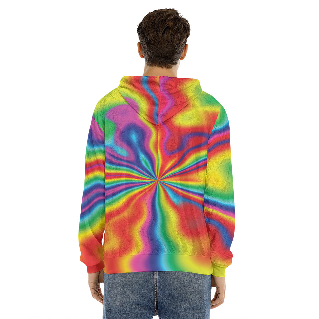 Rainbow Psychedelic Print Men's Velvet Pullover Hoodie