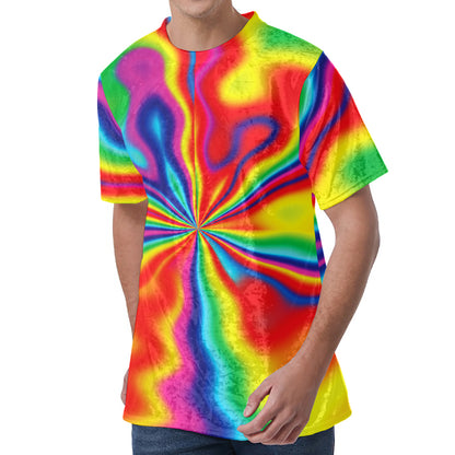 Rainbow Psychedelic Print Men's Velvet T-Shirt