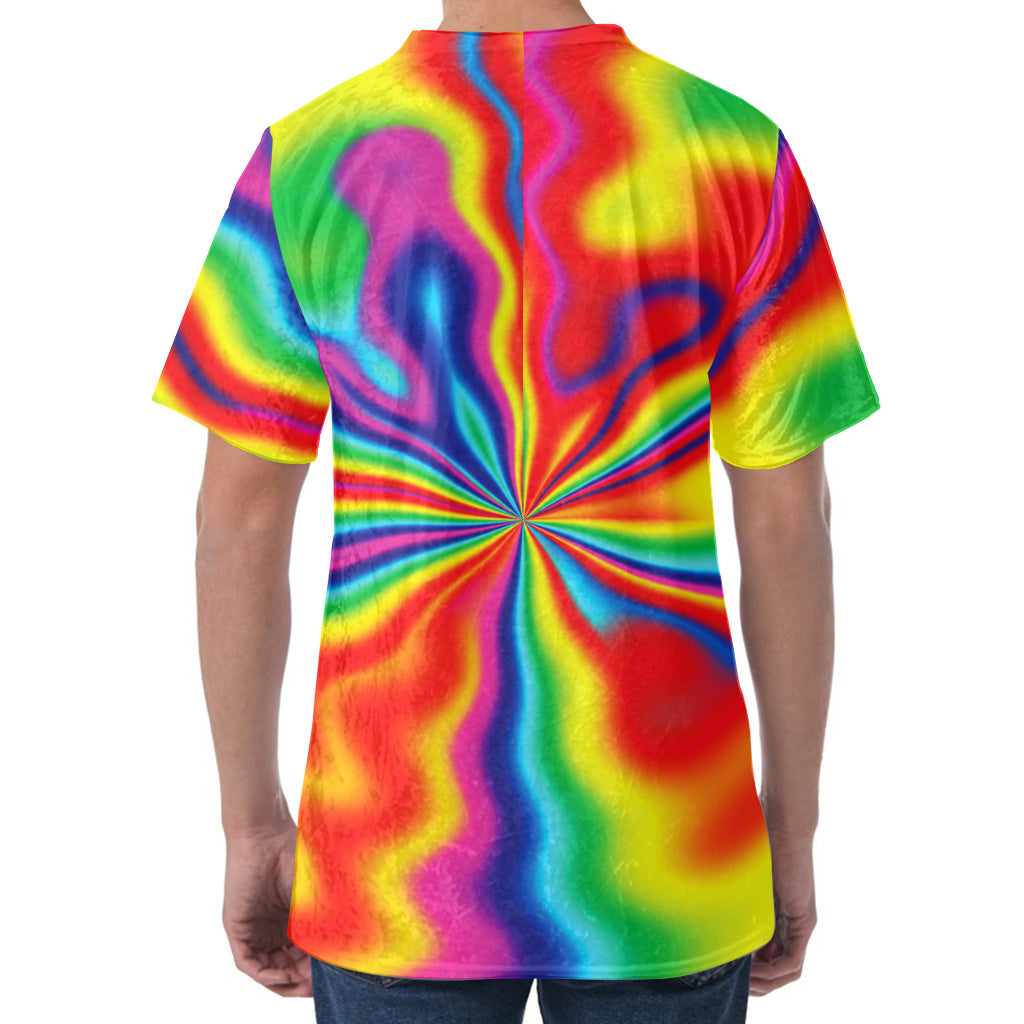 Rainbow Psychedelic Print Men's Velvet T-Shirt