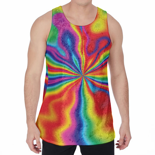 Rainbow Psychedelic Print Men's Velvet Tank Top