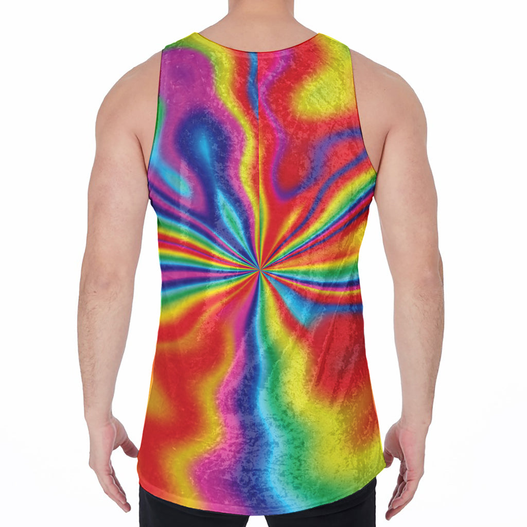 Rainbow Psychedelic Print Men's Velvet Tank Top