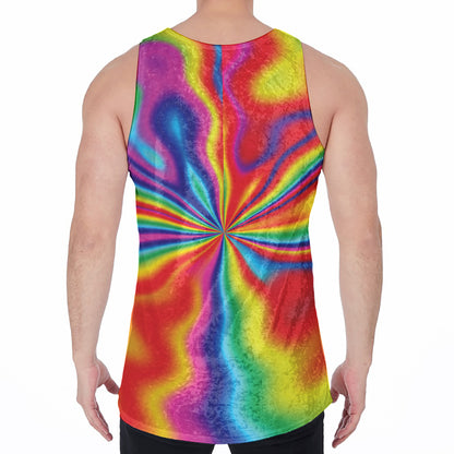 Rainbow Psychedelic Print Men's Velvet Tank Top