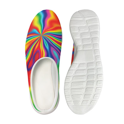 Rainbow Psychedelic Print Mesh Casual Shoes