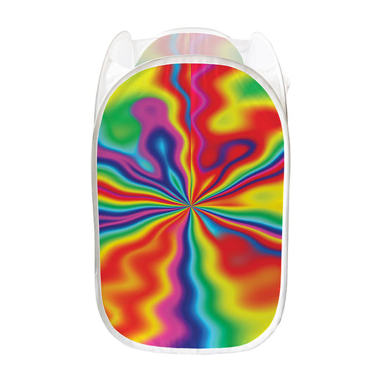 Rainbow Psychedelic Print Mesh Laundry Hamper