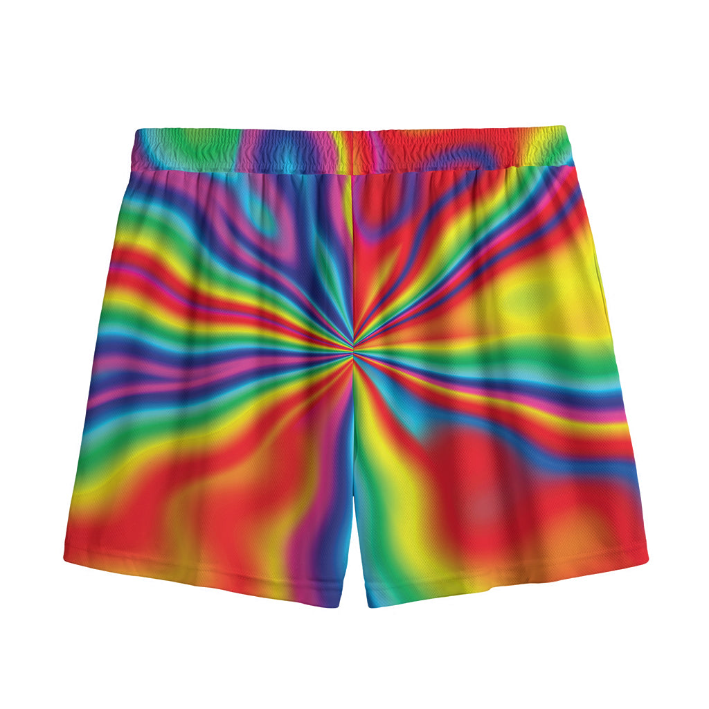 Rainbow Psychedelic Print Mesh Shorts
