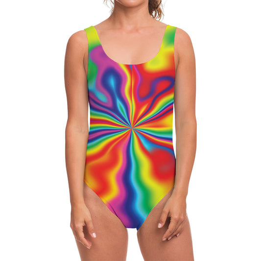 Rainbow Psychedelic Print One Piece Swimsuit