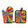 Rainbow Psychedelic Print Oven Mitt And Pot Holder Set