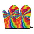 Rainbow Psychedelic Print Oven Mitts