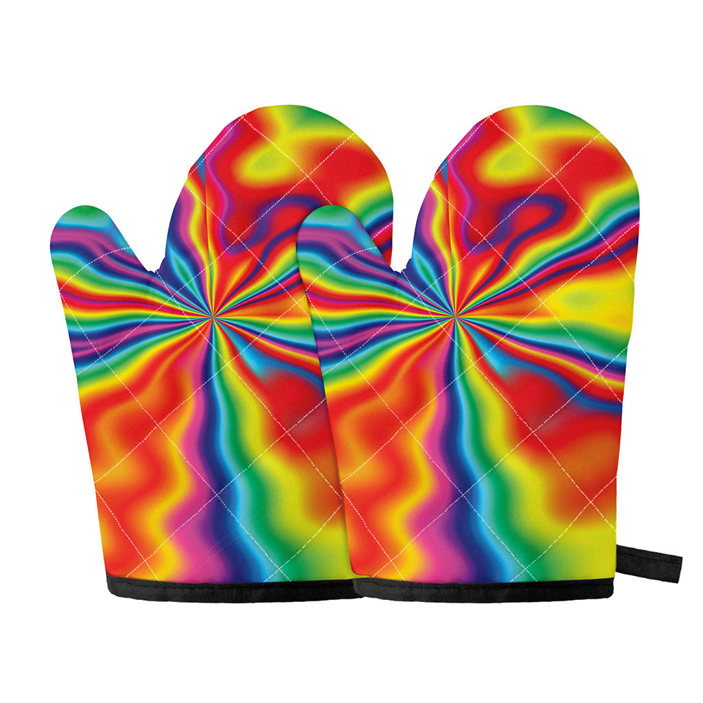Rainbow Psychedelic Print Oven Mitts