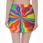 Rainbow Psychedelic Print Pencil Mini Skirt