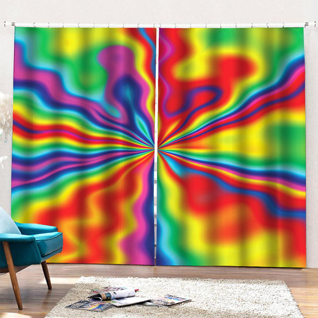 Rainbow Psychedelic Print Pencil Pleat Curtains