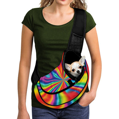Rainbow Psychedelic Print Pet Sling Carrier