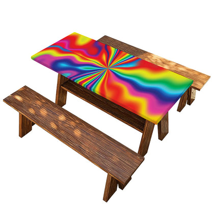 Rainbow Psychedelic Print Picnic Table Cover