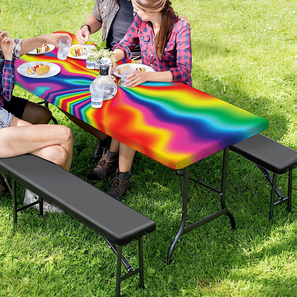 Rainbow Psychedelic Print Picnic Table Cover