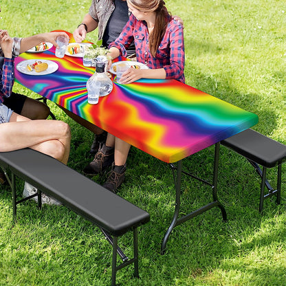 Rainbow Psychedelic Print Picnic Table Cover
