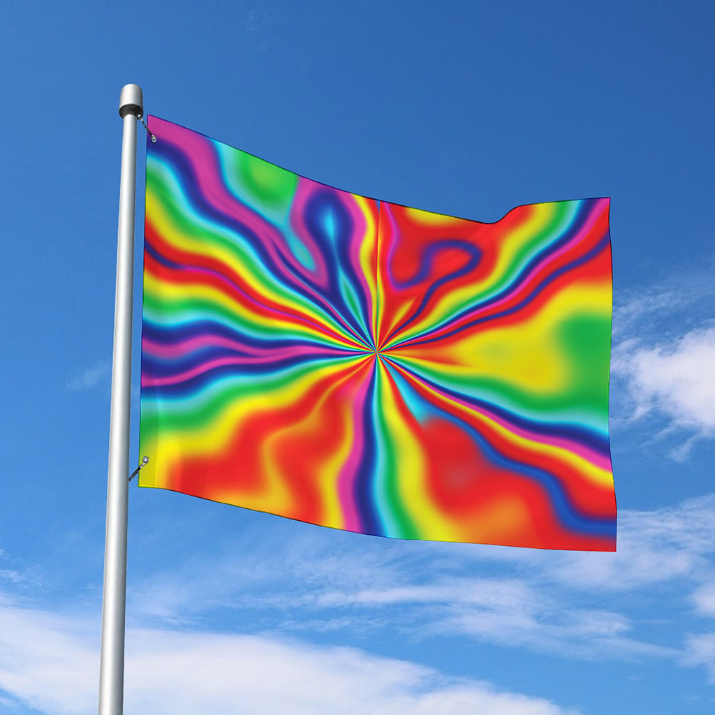 Rainbow Psychedelic Print Polyester Flag