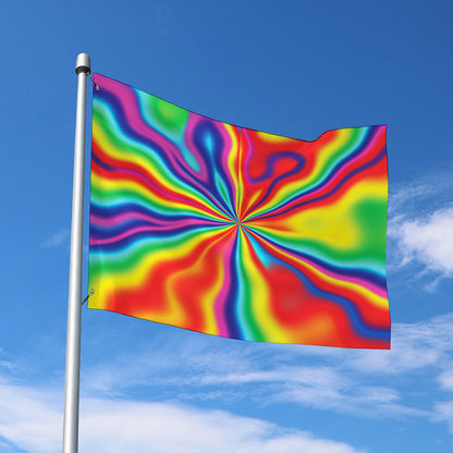 Rainbow Psychedelic Print Polyester Flag