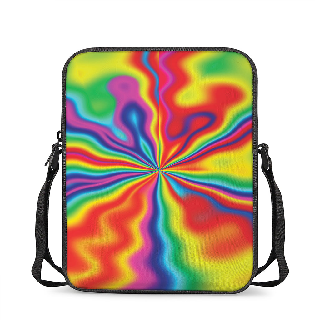 Rainbow Psychedelic Print Rectangular Crossbody Bag