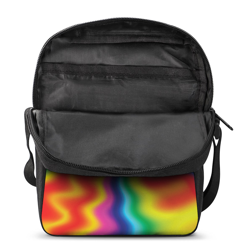 Rainbow Psychedelic Print Rectangular Crossbody Bag