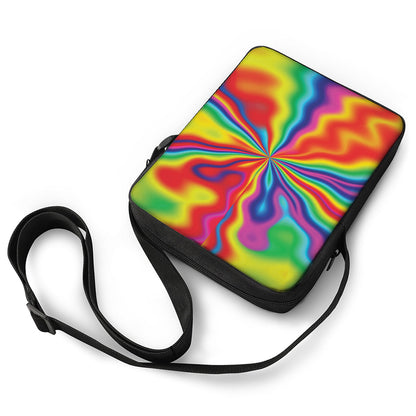 Rainbow Psychedelic Print Rectangular Crossbody Bag