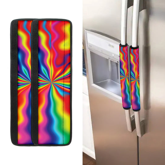 Rainbow Psychedelic Print Refrigerator Handle Covers