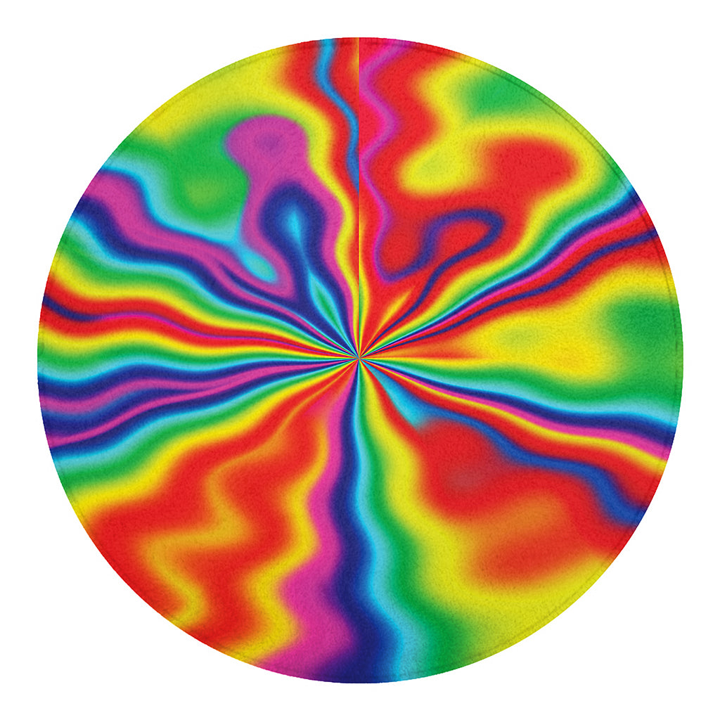 Rainbow Psychedelic Print Round Blanket