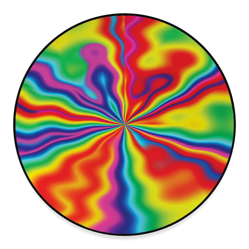 Rainbow Psychedelic Print Round Floor Mat