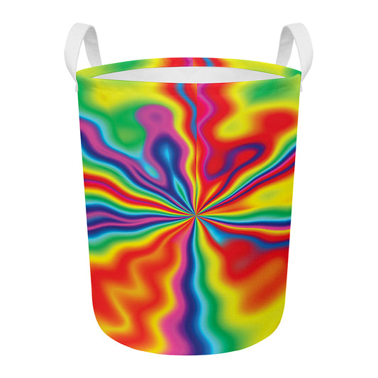 Rainbow Psychedelic Print Round Laundry Basket