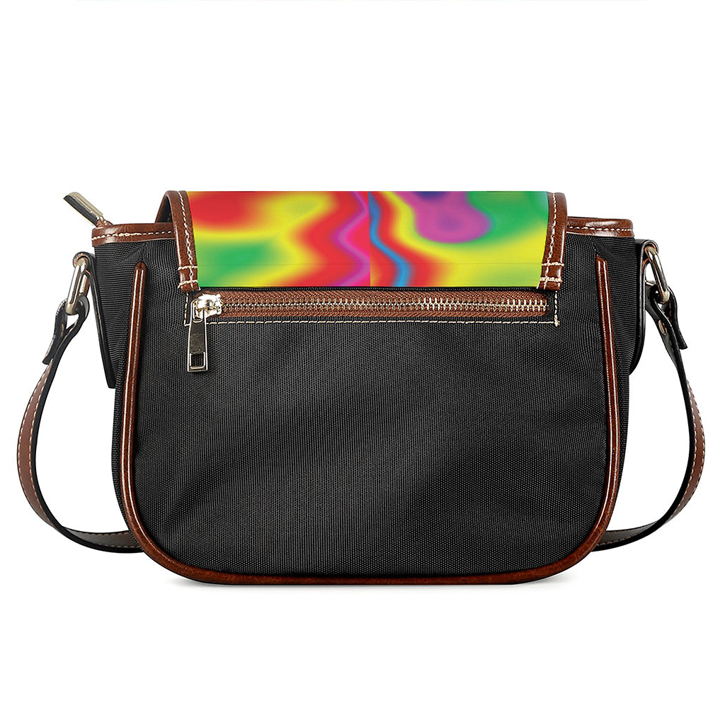Rainbow Psychedelic Print Saddle Bag