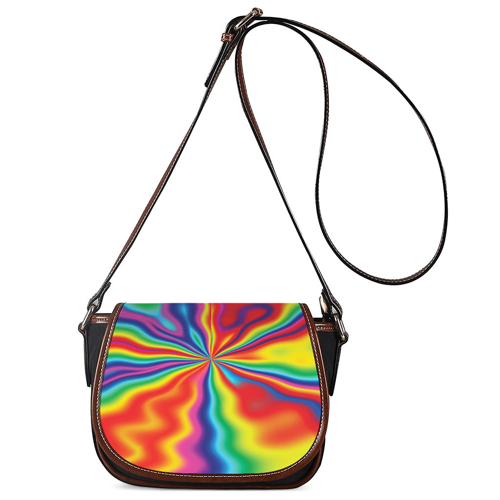 Rainbow Psychedelic Print Saddle Bag